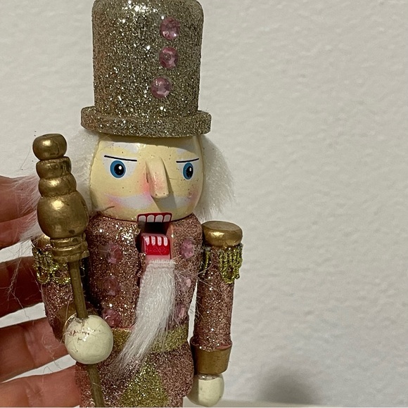 NU pink wooden glittery Christmas nutcracker holiday decor gift Xmas gift - Picture 10 of 10